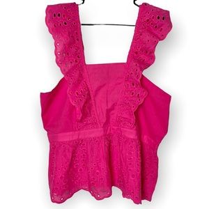 Banana Republic factory eyelet cotton ruffle tank plus size XXL pink summer new